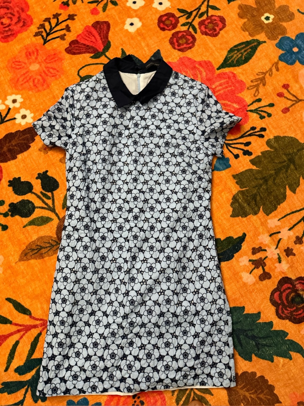 English Factory Floral Lace-Collar Dress